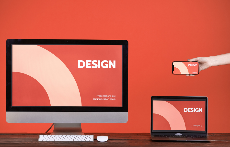 Dual-monitor workspace showing web design and project management tools